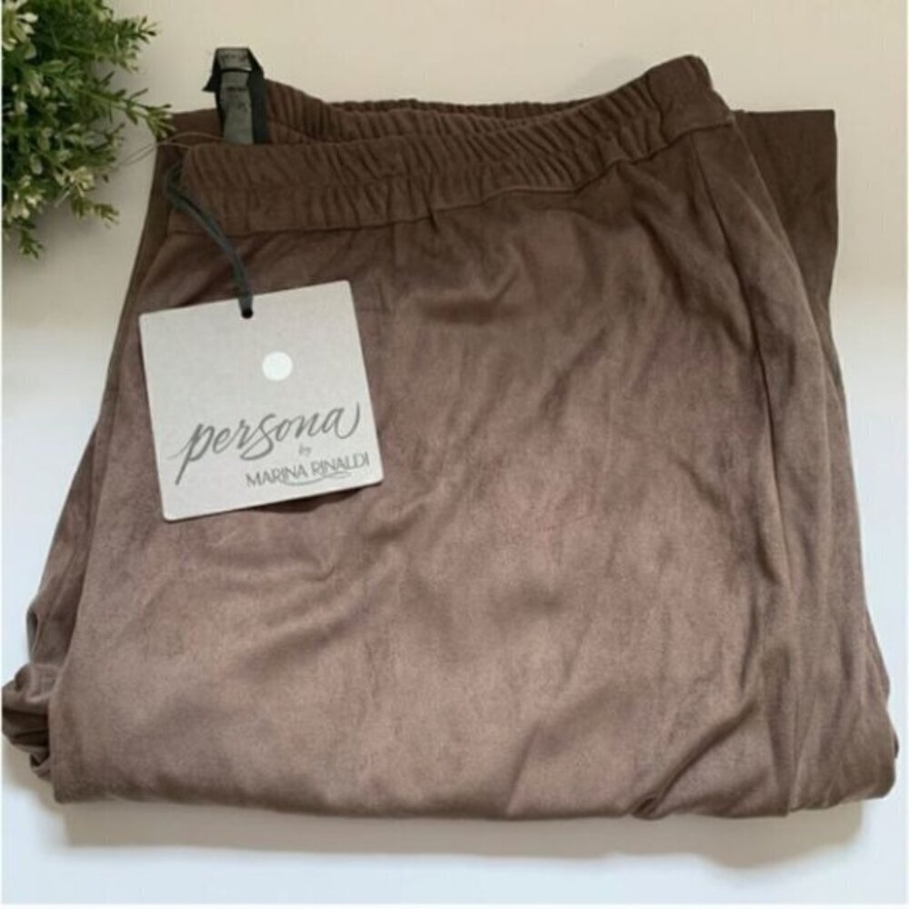 Persona by Marina Rinaldi ROSA Relaxed Baggy Pant Plus Sz 20 Dark Beige Velour